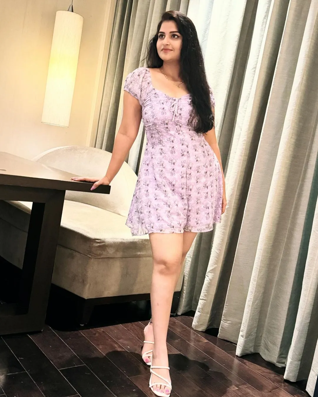 TELUGU TV ACTRESS RUPA MUGGALLA LONG LEGS SHOW IN MINI VIOLET SKIRT 5